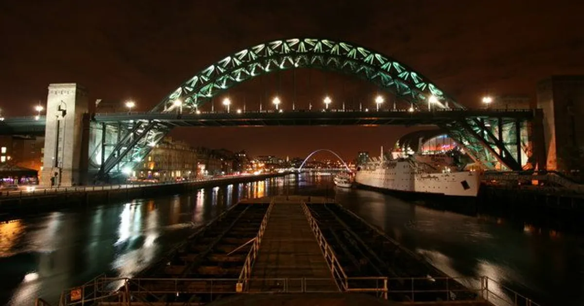 The Tyne Bridge at night.