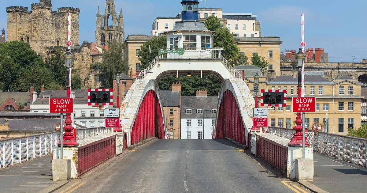 The Swing Bridge across the Tyne in Newcastle.